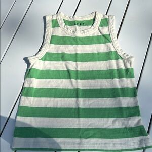 LOFT Green and White Striped Tank Top SMALL